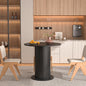 31.5 inch Round Dining Table for 2, Modern Farmhouse Kitchen Table, Small Circle Dining Tables with Wood Strip Base for Kitchen Living Room (Black) - color: Black