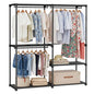 SONGMICS Portable Closet, Freestanding Closet Organizer, Clothes Rack with Shelves, Hanging Rods, Storage Organizer, for Cloakroom, Bedroom, 54.3 x 16.9 x 71.7 Inches, Black URYG025B02 - size: 54.3"L x 16.9"W x 71.7"H
