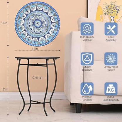 Metal Round Side Table, Weather Resistant Patio Accent Table for Indoor Outdoor Use, Plant Stand for Flower Pots Vase Home Decor, Easy Assemble
