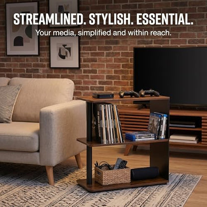 3-Tier Narrow End Table, Industrial Slim Side Table for Small Spaces, Sofa Couch Table Accent Nightstand with Storage Shelves for Living Room, Bedroom, Rustic Brown - color: Rustic Brown