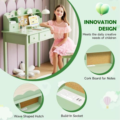 FUNKOCO Home Office Furniture Writing Desk, 36 Inch Computer Work Station with Detachable Hutch for Small Place, 5 Drawers(Candy Green) - color: 5-candy Green