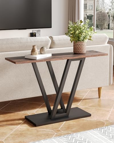 LITTLE TREE Console Table Hallway Table for Entryway 43 Inch Sofa Table Entryway Tables for Living Room, Rustic Brown - color: Rustic Brown