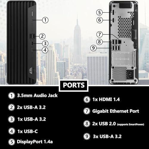 HP ProDesk 400 G9 SFF Business Desktop Computer, Intel CPU, 16GB RAM, 512GB PCle SSD, Dual 4K Display Support, USB-C, HDMl, RJ-45, Wi-Fi, Wired Keyboard & Mouse, Windows 11 Pro