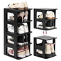TRZZ 5-Tier Small Shoe Rack, Vertical Narrow Stackable Organizer with Removable Partition, Efficient Shoe Storage for Closet, Entryway, and Small Spaces (Black) | Removable Partition, Vertical Efficient Shoe Storage, for Closet, Entryway, Small Spaces - c