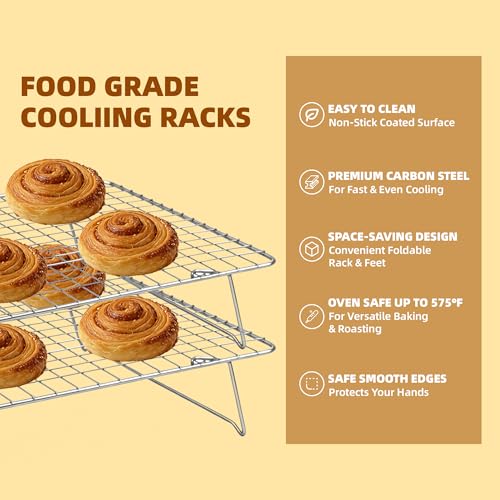 Cooling Rack 16"x10", 5-Tier Stackable & Collapsible Cooling Racks | Cooling Racks for Cooking and Baking, Roasting, Grilling, Oven & Dishwasher Safe (Silver, 5-Tier) - color: Silver, size: 5-Tier