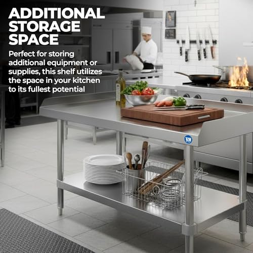 Stainless Steel Equipment Grill Stand with Adjustable Undershelf | Heavy Duty 18-Gauge Top | NSF Certified for Commercial Kitchen & Utility Use (30" x 60") - size: 60"x30"