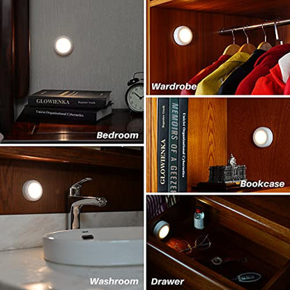 STAR-SPANGLED Push Tap Light, 2.8” Mini Night Touch LED Puck Lamp, Portable Under Cabinet Lighting AAA Battery Operated Powered, DIY Stick On Lights for Closet, Counter, Kitchen, Warm White, 5 Pack - color: Warm White