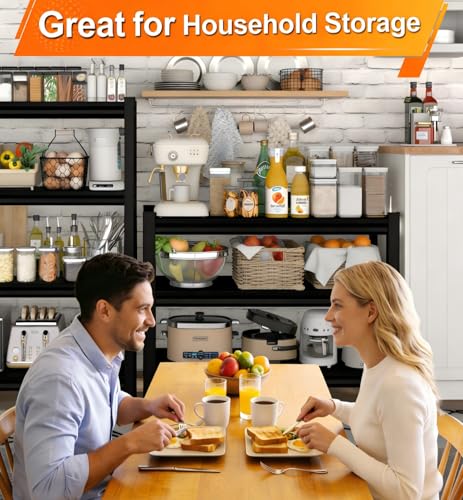 Metal Storage Garage Shelving - 5 Tier 48'' Wide 2800 Lbs Heavy Duty Utility Shelves Freestanding - Adjustable Rack Units for Kitchen Pantry Basement - 48" W x 18" D x 78" H Black - size: 48"Wx18"D-5T