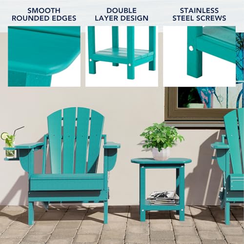 nalone Adirondack Side Table 16.5" Outdoor Side Table HDPE Plastic Double Adirondack End Table Small Table for Patio (Aruba) - color: Aruba