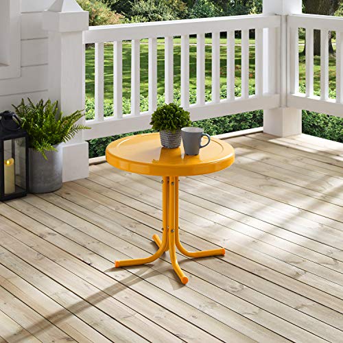 Crosley Furniture Griffith Weather Resistant Retro Metal Outdoor Side Table for Patio, Deck, Porch, Tangerine - color: Tangerine