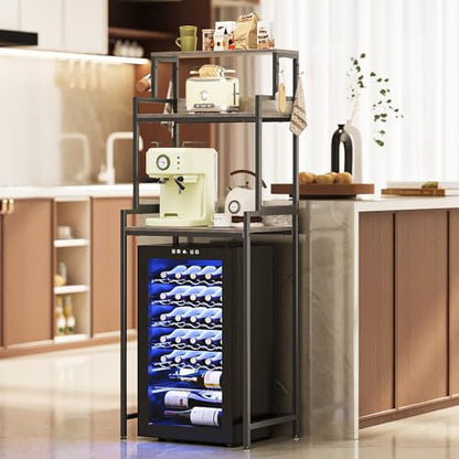 Espelism 3-Tier Kitchen Bakers Rack with Adjustable Shelves, Freestanding Kitchen Microwave Stand with Storage, Split Design Coffee Bar Shelf for Home Office (Black Oak, 25.6") - color: Black Oak