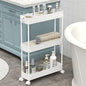 Slim Storage Cart 3 Tier,Bathroom Organizer Rolling Utility, Mobile Shelving Unit Slide Out for Office, Kitchen, Laundry Room & Narrow Places,White - color: White