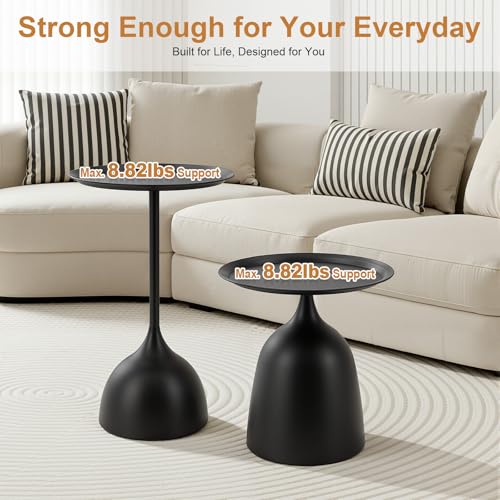 2-Piece Coffee Table, Durable Small Round Coffee Tables for Living Room, Easy Assembly Modern Nesting Coffee Tables Set, Circle Side Tables Round End Table for Sofa Bedside Balcony (Black) - color: Black