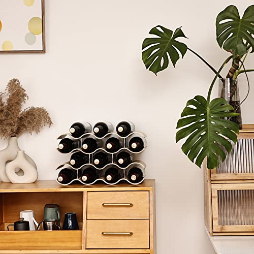 Countertop Wine Rack - 14 Bottle Freestanding Wine Bottle Holder Stand - 4 Tier Wooden Wine Storage Rack - Wavy Wine Organizer for Cabinet Pantry Home Kitchen Bar - size: 4 Tier - 14 Bottle