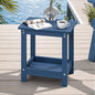 LUE BONA Small Outdoor Side Table, 2-Tier HDPE with Rail, Prussian Blue | Outdoor End Table with Rail for Patio, Deck, Poolside, Weather Resistant HDPE, Low Maintenance, Easy to Clean - color: Prussian Blue