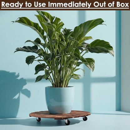 Novabright 25" Wooden Rolling Plant Heavy Duty Dolly Caddy with Locking Wheels Heavy Duty Wooden Plant Dolly Mobile Stand for Large Pots Small Furniture Outdoor(2 Pcs) - size: 25 Inch