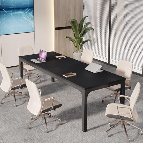 Tribesigns 6.5 FT Conference Room Table, 78.74" W x 27.56" D Large Office Conference Table, Modern Seminar Meeting Table Desk for Boardroom, Meeting Room (1, Black) - color: Black