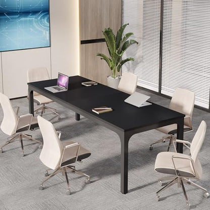 Tribesigns 6.5 FT Conference Room Table, 78.74" W x 27.56" D Large Office Conference Table, Modern Seminar Meeting Table Desk for Boardroom, Meeting Room (1, Black) - color: Black