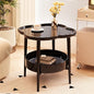 2-Tier Modern Side Table for Couch, Four-Leaf Clover Shape End Table Small Nightstand Coffee Tea Table Snack Table Sofa Side Table with Storage for Living Room Bedroom - color: Black