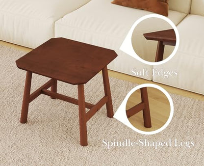 CIMOTA Solid Wood Side Table Modern Small Square End Table for Living Room Farmhouse Narrow Nightstand for Small Spaces/Bedroom/Office, Walnut Finish - color: Walnut