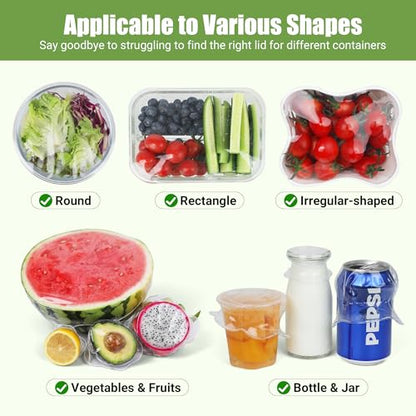 Silicone Stretch Lids for Food Storage in Fridge, Reusable Elastic Bowl Covers for Cup, Cans, Jars, Round & Rectangle Container, Food Grade Silicone Microwave Food Cover, Heat-Resistant, Transparent - color: 6 Pcs Transparent