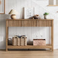 Treocho 47" Fluted Console Table with 3 Drawers and Storage Shelf | Narrow Long Entryway Table,Behind Couch Accent Tables, Entrance Foyer, Hallway, Living Room, Brown - color: Brown