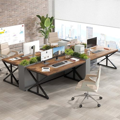 55” Computer Desk, Industrial Brown Home Office Desk Rustic Brown | Wooden Metal Executive Pc Computer Desk Table, Wood Student Gaming Study Computer Table for Bedroom Living Room - color: Rustic Brown Oak, size: 55 Inch