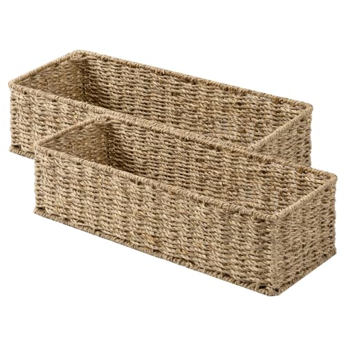 StorageWorks Toilet Tank Basket for Bathroom, Seagrass Storage Baskets for Toilet Tank Top, 2-Pack - color: Natural(Seagrass), size: 15 ¾"L x 6 ½"W x 4 ¼"H