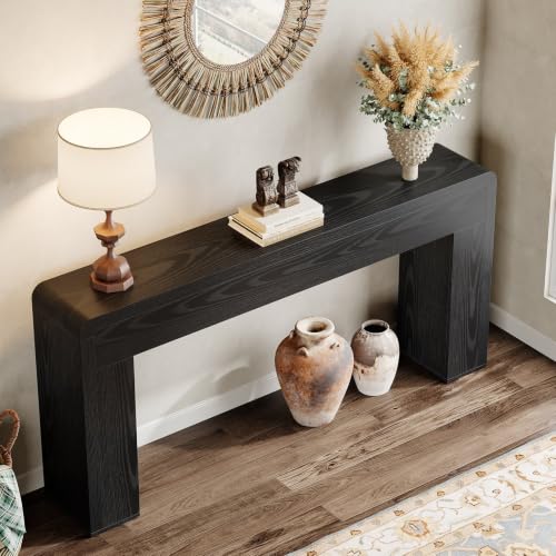 Tribesigns 70.9-Inch Extra Long Console Table, Rustic Wooden Sofa Table Behind Couch, Farmhouse Entryway Console for Living Room, Entryway, Hallway, Foyer (Black) - color: Black