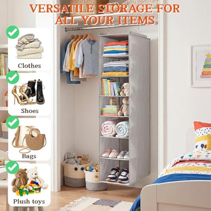 Deep Pocket Hanging Closet Organizer, 8 Tier Hanging Shoe Organizer | Adjustable Shelf Height Closet Organizers and Storage for Sweaters, Shoes, Hoodies & Blankets, Heavy Duty Hanging Shelves - size: Extra Deep