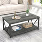 EXCEFUR Coffee Table, Rustic Wood and Metal Center Table for Living Room, 39.3 Inch Grey - color: Grey, size: 39 inch