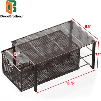 Deco Brothers Stackable Pull Out Cabinet Sliding Basket with Divider, Large | Under Sink Organizer, Bronze - color: Bronze