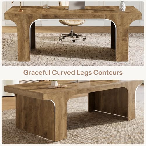 Tribesigns 70.87" Executive Office Desk with Arched Design, Oak | Modern Wooden Writing Table, Large Workspace Computer Desk Simple Business Furniture for Home Office, Sturdy Room - color: Oak