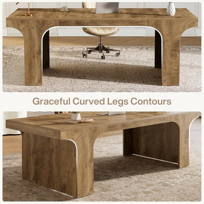 Tribesigns 70.87" Executive Office Desk with Arched Design, Oak | Modern Wooden Writing Table, Large Workspace Computer Desk Simple Business Furniture for Home Office, Sturdy Room - color: Oak