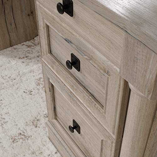 Sauder Palladia Office Desk with Drawers, Executive Desk with File Cabinet Storage, Cable Management, Keyboard Tray, in Split Oak Finish - color: Split Oak
