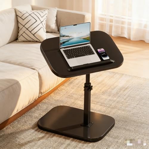 FuturelOT Sofa Couch Arm Table Tv Tray Small Bedside Table C Shaped Adjustable Height Side End Tables for Living Room, Bedroom, Pure Black - color: Pure Black