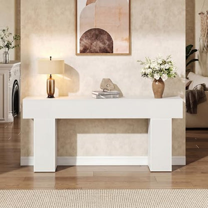 knoworld 70.9-Inch Long Console Table, Wooden Sofa Table Behind Couch Tables, Farmhouse Entryway Table Accent Table for Entrance, Hallway, Living Room, Foyer, White - color: White
