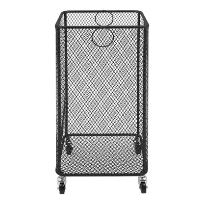Rolling Laundry Basket, Large Capacity Metal Laundry Hamper with Wheels, Heavy Duty Iron Mesh Hamper Cart for Home Bathroom Bedroom Laundry Room (Black, Square) - color: Black, size: Square