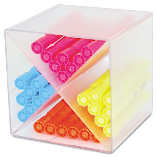 deflecto 350201 Desk Cube with "X" Dividers, Clear Plastic, 6 x 7-1/5 x 6