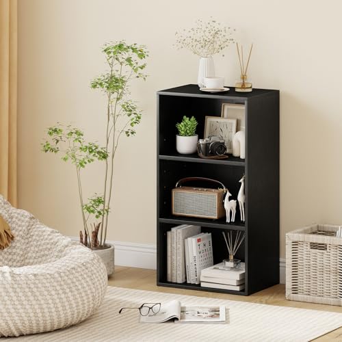 Giantex 2 Pieces 3 Shelf Bookcase Book Shelves Open Cube Storage Cabinet Multi-Functional Home Office Bedroom Furniture Display Bookcases, Black - color: Black