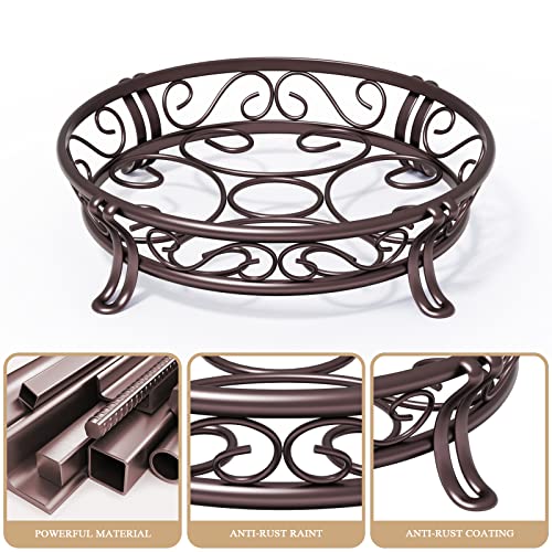 Yimobra Metal Plant Stand for Outdoor Indoor, Heavy Duty Flower Pots Holder Rustproof Wrought Iron Planter Stands Garden Round Supports Rack for Planter 9.5 Inches, Bronze Brown