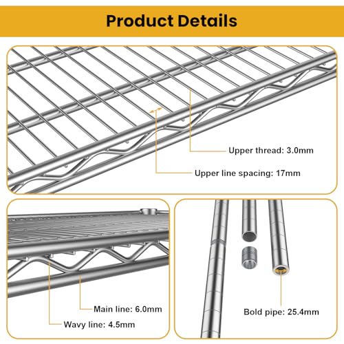 Heavy Duty Metal Wire Shelving Unit Industrial 4-Tier Garage Shelving Adjustable Storage Shelves Warehouse Storage Rack 2200LBS Standing Shelf for Pantry Laundry Kitchen Closet Utility14"Dx30"Wx59"H - size: 4-Tier-Silver[14"D x 29.9"W x 59"H]