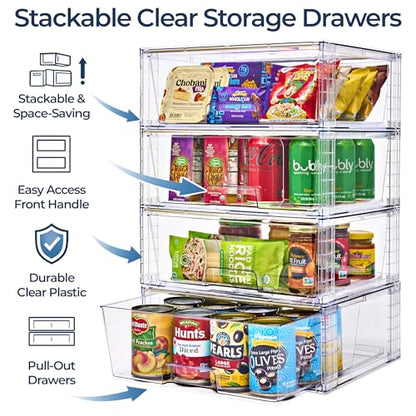 Sorbus Stackable Clear Storage Drawers, Pull-Out Organizer Bins – Large Plastic Drawer Organizers for Bathroom, Under Sink, Closet, Pantry & Kitchen Organization (10 Pack) - size: 10 Pack