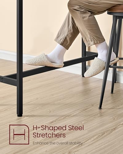 VASAGLE Bar Table, Narrow Long Kitchen Dining Table with Charging Station, Sturdy Metal Frame, Industrial, 15.7 x 47.2 x 35.4 Inches, Rustic Brown and Ink Black ULBT121K01 - color: Rustic Brown + Ink Black, size: 47.2"W, style: Industrial
