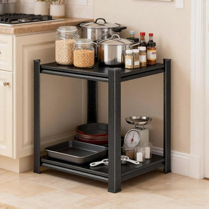 2 Tier Kitchen Storage Shelf, Kitchen Organizers Space Saving All Steel Freestanding Rack, Heavy Duty Metal Shelving Unit, Adjustable Open Shelf for Pantry Organizers and Storage 15.7"W×9.8"D×22"H - size: 2 Tier 15.7"W × 9.8"D × 22"H