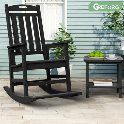 Patio Side Table, Small Rectangular HDPE Adirondack End Table for Outdoor Use in Pool, Garden, Lawn, Backyard,Black - color: Black