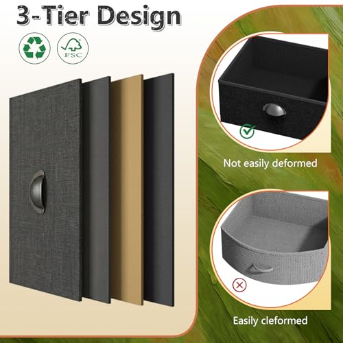 Night Stand with 3 Fabric Drawer & Metal Frame - Nightstand for Bedroom, 40LB Capacity, Sturdy Anti-Warp Design, Dustproof & Scratch-Resistant, Black 2026 - color: Black(3 Locker), size: set of 1