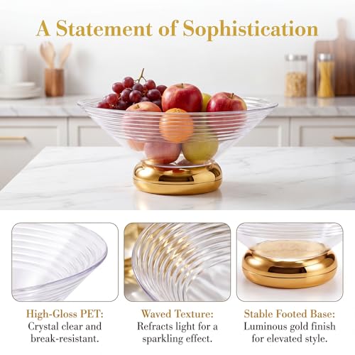 Fruit Bowl Fruit Basket for Kitchen Countertop,Storage Baskets Stand Organization Drainage Holes for Kitchen Counter, Modern Centerpiece for Dessert & Party Display