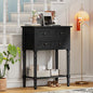 24'' Entryway Table, Small Console Table with Storage Drawers and Shelf, Hallway Table for Entryway Hallway Foyer, Farmhouse Solid Wood Frame (Black) - color: Black