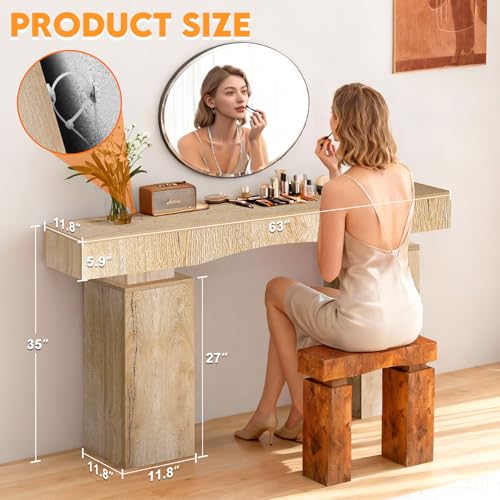 Sonharlar 63 Inch Long Entryway Table Bold, Wooden Console Table with Socket Farmhouse Sofa Table for Entrance, Hallway, Living Room, Behind Couch（Natural Brown） - color: Natural Brown, size: 63IN BD